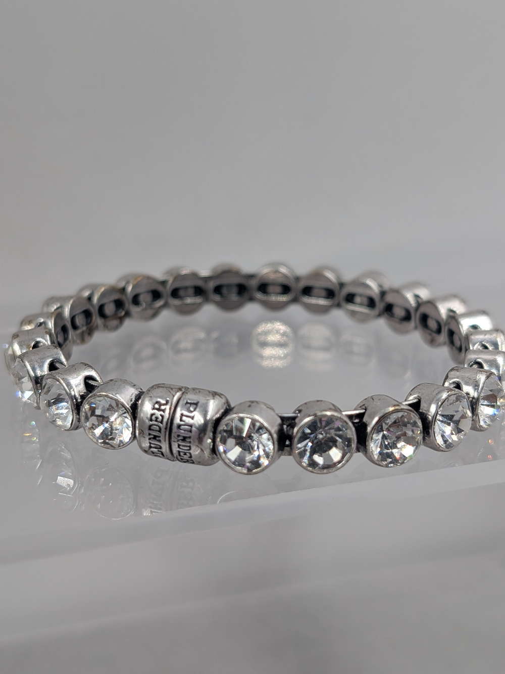 Plunder Design Clear Crystal Silver Tone Magnetic Bracelet | 1220